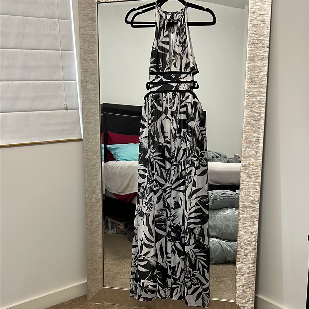 Black and White Halter Maxi Dress